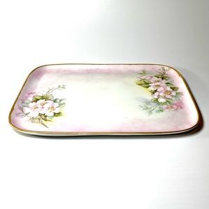 Vintage pink hand painted decorative tray.